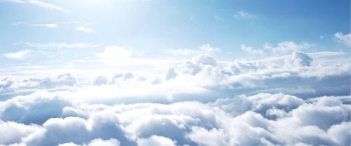 Sunlit clouds seen from above